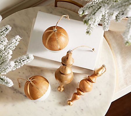Set of 4 Wooden Ball & Finial Ornaments by Lauren McBride