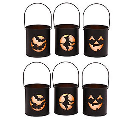 Set of 6 Halloween Luminaries with candle by Ev erlasting Glow