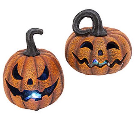 Set of two spooky lighted jack-o-lanterns by Ge rson Co
