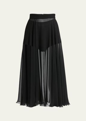 Seta Sheer Chiffon Midi Skirt