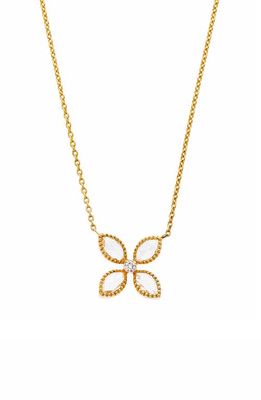 Sethi Couture Diamond Flower Pendant Necklace in Yellow Gold