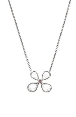 Sethi Couture Fine Vine Diamond Flower Pendant Necklace in White Gold