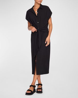 Setia Dolman-Sleeve Tie-Waist Midi Shirtdress