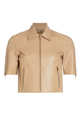 Sevana Reversible Leather Short-Sleeve Jacket