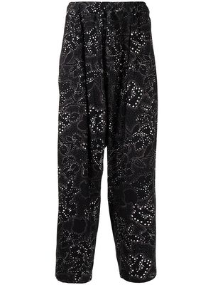 Seven By Seven embroidered draped trousers - Black