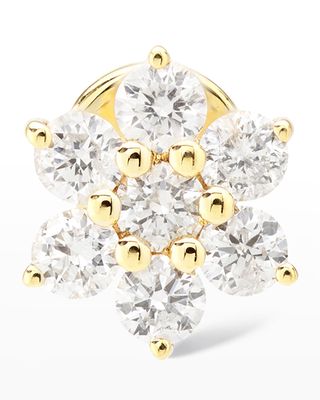 Seven Diamond Flower Stud Earring, Single