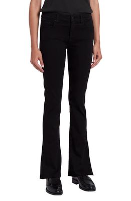 Seven Tailorless Raw Hem Mid Rise Bootcut Jeans in Rinsed Black