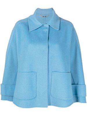 Seventy concealed-fastening long-sleeved coat - Blue