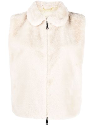Seventy contrasting-panel feather-down gilet - Neutrals