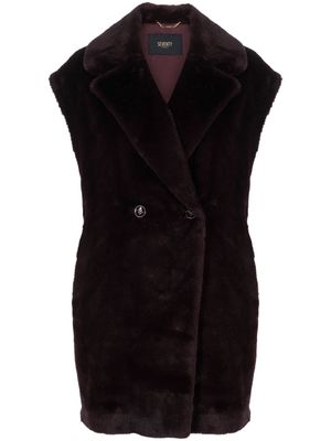 Seventy double-breasted faux-fur vest - Red