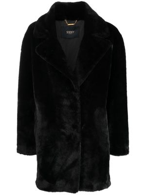 Seventy faux-fur single-breasted coat - Black