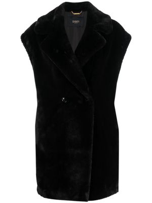 Seventy fleece-texture double-breasted vest - Black