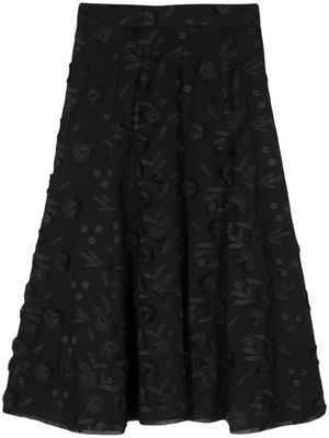 Seventy floral-embroidered cotton midi skirt - Black