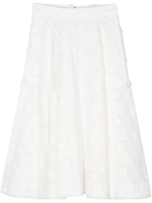 Seventy floral-embroidered cotton midi skirt - Neutrals