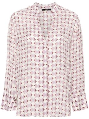 Seventy geometric-print split-neck blouse - Purple