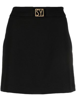Seventy logo-plaque A-line miniskirt - Black