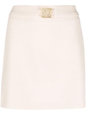 Seventy logo-plaque A-line miniskirt - Neutrals