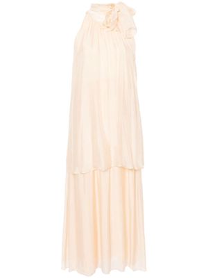 Seventy pussy-bow collar maxi dress - Neutrals