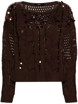 Seventy sequin-embellished wool-blend jumper - Brown