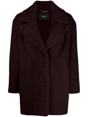 Seventy single-breasted faux-fur coat - Red