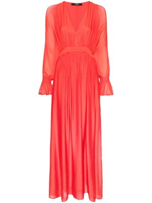 Seventy V-neck belted maxi dress - Red