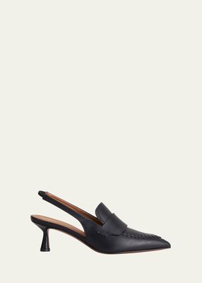 Severino Calfskin Slingback Loafer Pumps