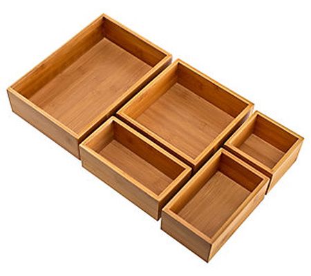 Seville Classics 5-Piece Bamboo Storage Set