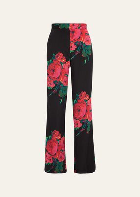Seville Rose Printed Slim Aarons Pants