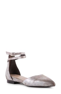 Seychelles Ankle Strap d'Orsay Pointed Toe Flat in Pewter
