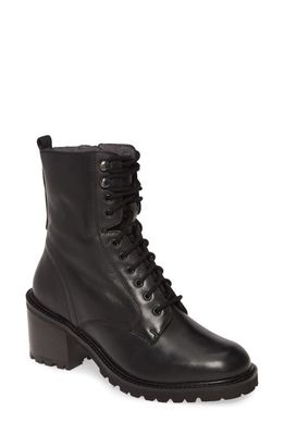 Seychelles Irresistible Lug Sole Combat Boot in Black Leather