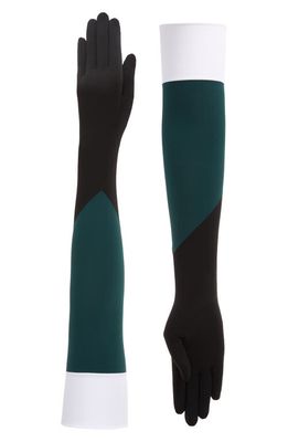 Seymoure Colorblock Opera Gloves in Black Green White 