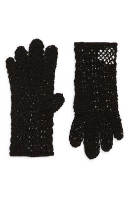 Seymoure Hand Crochet Merino Wool Gloves in Black 