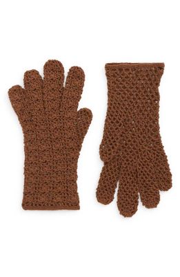 Seymoure Hand Crochet Merino Wool Gloves in Heather Taupe 