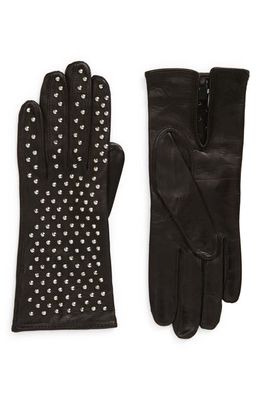 Seymoure Kelly Studded Leather Gloves in Black