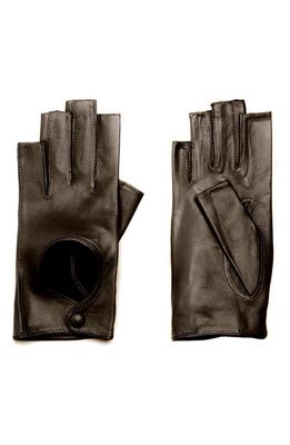 Seymoure Washable Leather Fingerless Driving Gloves in Black