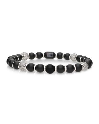 Sfera 18k White Gold Diamond 4-Bead 4mm Black Ceramic Bracelet