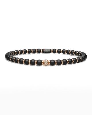 Sfera Matte Black Ceramic & 18K Rose Gold Beaded Stretch Bracelet