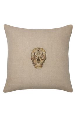 SFERRA Skull Accent Pillow in Brown/Gold
