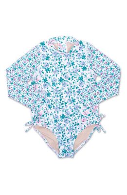 Shade Critters Floral Patchwork Long Sleeve One-Piece Rashguard Swimsuit in Multi