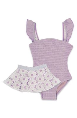 Shade Critters Kids' Lilac Daisy One-Piece Swimsuit & Tutu in Purple