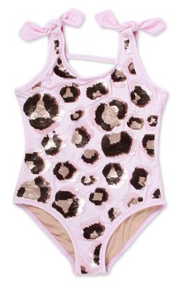 Shade Critters Kids' Sequin Leopard One-Piece Swimsuit in Pink