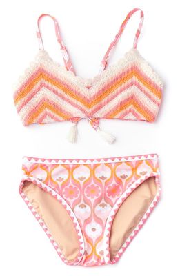 Shade Critters Kids' Summer Sorbet Lace-Up Two-Piece Swimsuit in Pink