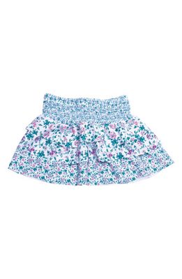 Shade Critters Kids' Tiered Floral Cover-Up Skirt in Blue Multi