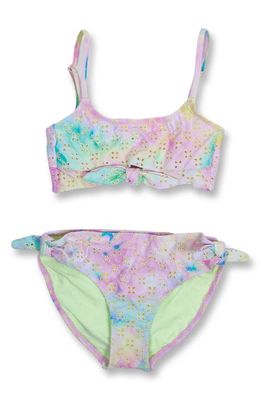 Shade Critters Kids' Watercolor Eyelet Two-Piece Swimsuit in Green Multi