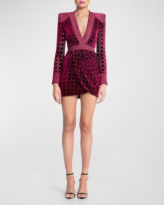 Shadow Lounge Laser-Cut Velvet Mini Dress