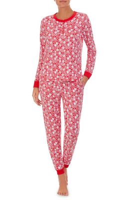 Shady Lady Henley Pajamas in Red Print