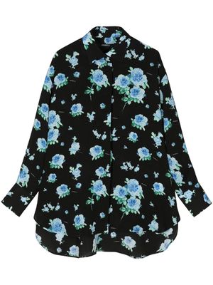 SHANG XIA floral-print silk shirt - Black