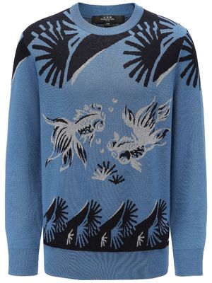 Shanghai Tang all-over graphic-print sweat - Blue