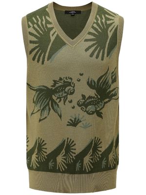 Shanghai Tang all-over graphic-print wool vest - Green