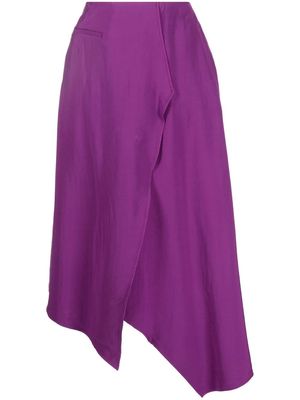 Shanghai Tang asymmetric-hem high-waist skirt - Purple